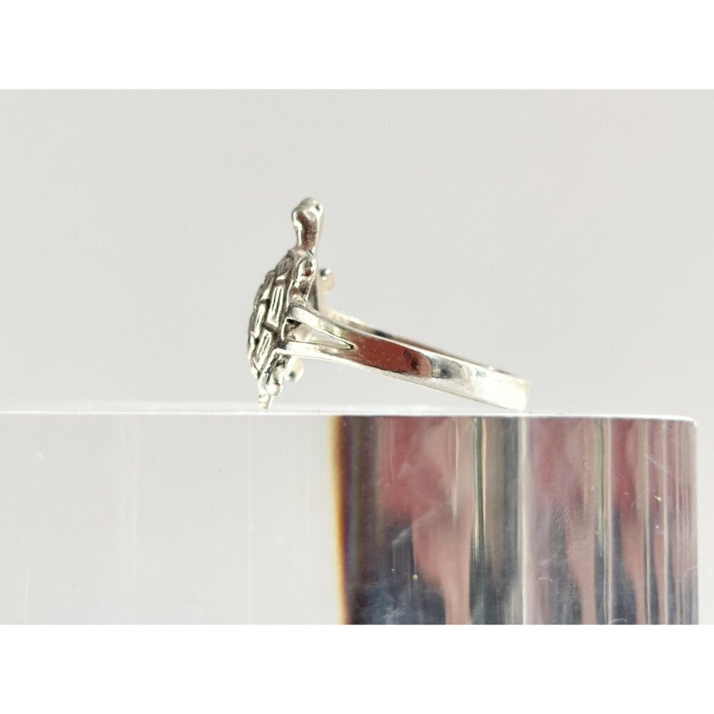 Vintage Hand Carved Turtle Figural Shaped Sterling Silver Ring - sz 6.25 & 8 - Picture 6 of 10